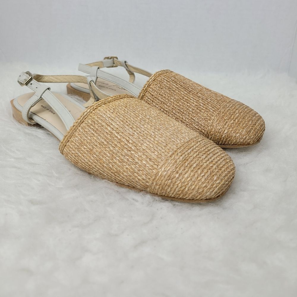 Ana Palma Beige Made In Spain Slingback Flats Sandals Shoes Size 6.5